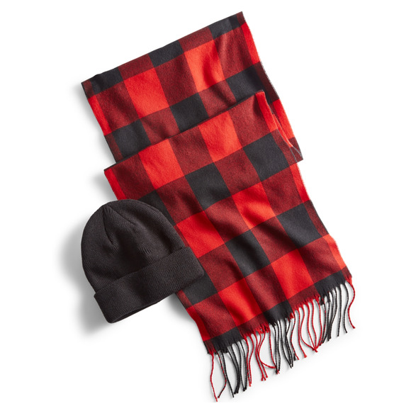 Club Room Men Beanie & Scarf Set Red/Black One Size - Picture 1 of 1